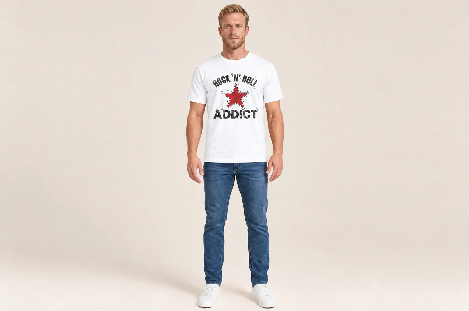 Rock 'N' Roll Addict Tee worn by a model